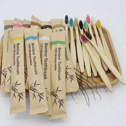 Eco-Friendly Bamboo Toothbrushes - 100 Pack for Adults
