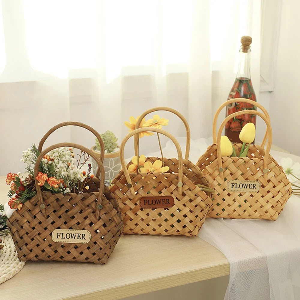 Elegant Bamboo Flower Basket by Girl Basket - Eco-Friendly Decor