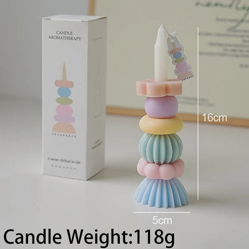 Stackable Geometry Scented Candle – Elegant Soy Wax Decor