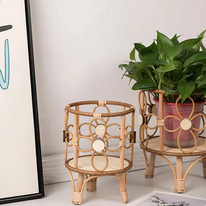 Hollow Rattan Plant Stand - Elevate Your Home Decor!