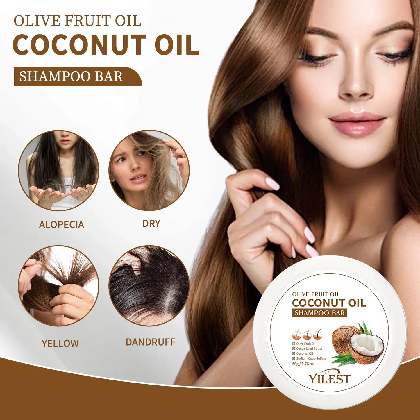 유기농 코코넛 오일 샴푸 바 - Nourish & 머리카락 강화