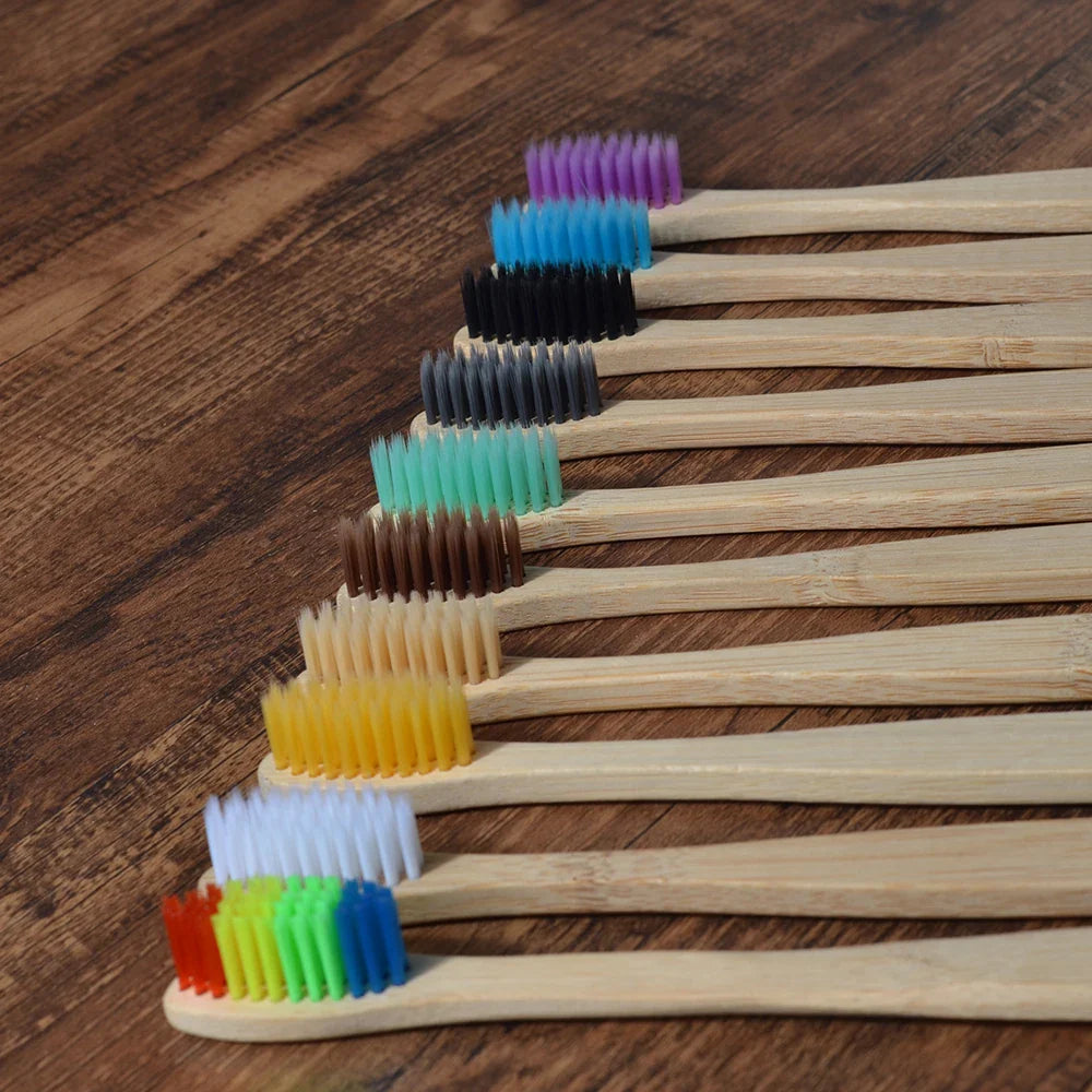 Eco-Friendly Bamboo Toothbrush Set for Vibrant Smiles - 10 Pack