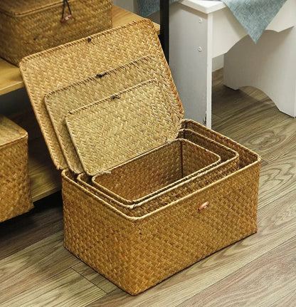 Handwoven Seagrass Storage Baskets Set - Stylish & Eco-Friendly